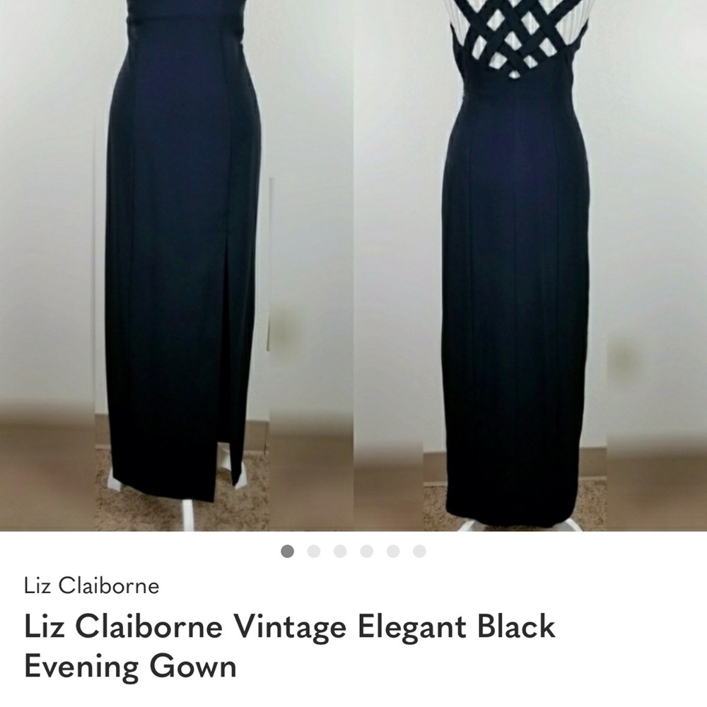 Liz Claiborne Vintage Elegant Black Evening Gown